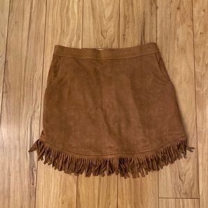 NWOT Promesa Faux Suede, Fringe, Mini Skirt